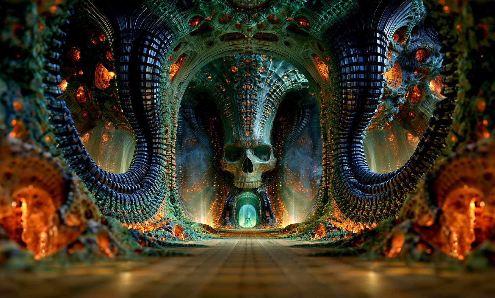 skull archway landscape art