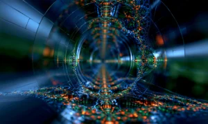 blue radial tunnel landscape art