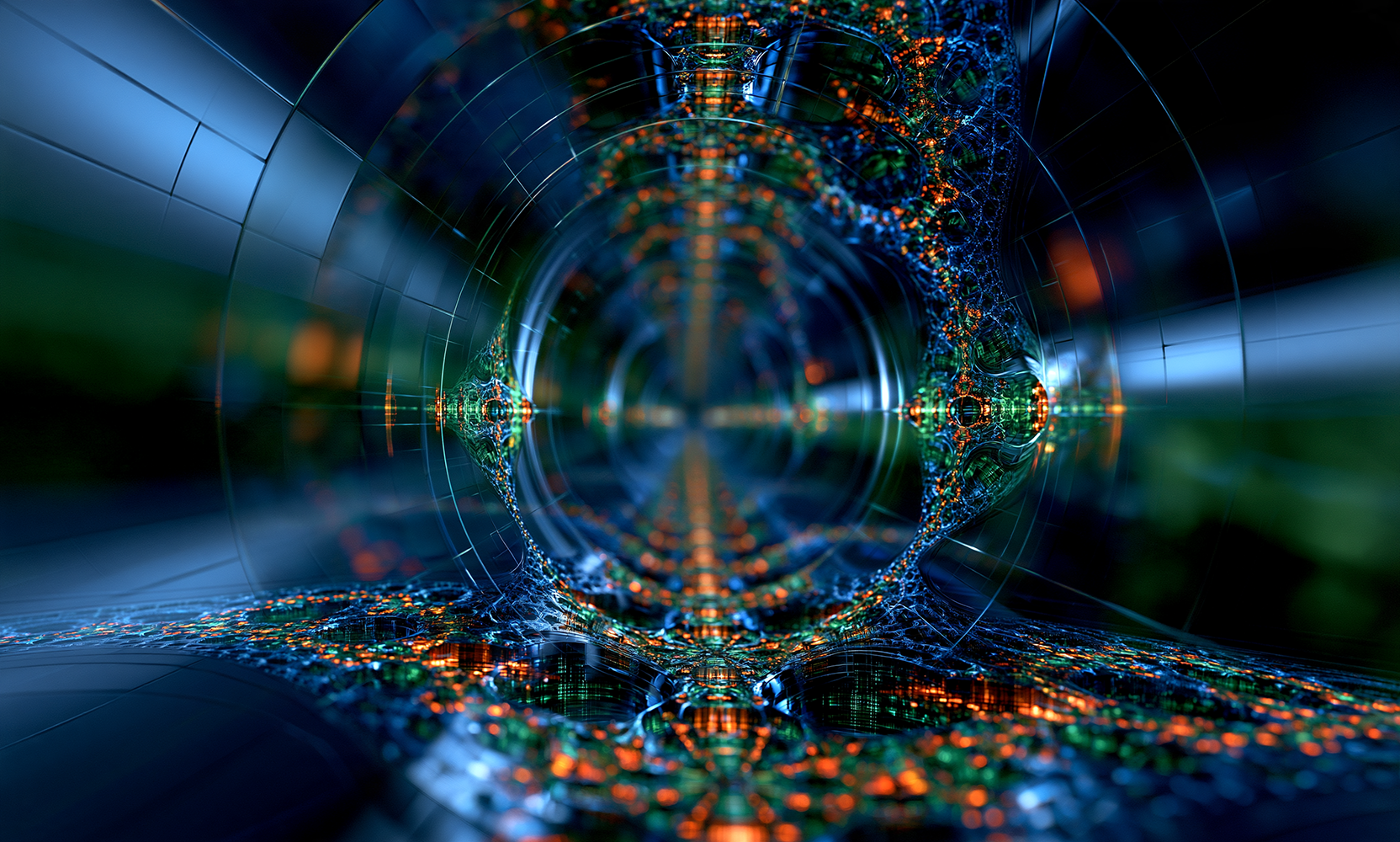 blue radial tunnel landscape art