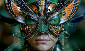 butterfly mask lips landscape art
