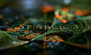 script lettered spiral landscape art