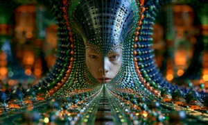 pale face in the funnel landscape art