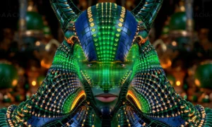 emerald dot mask landscape art