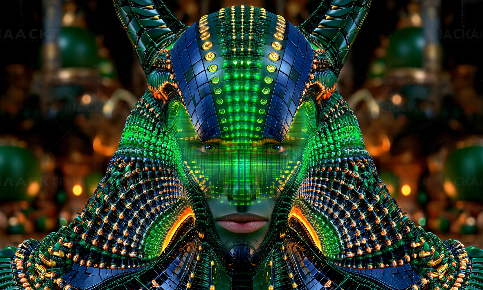 emerald dot mask landscape art