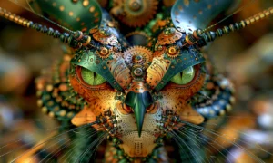owl cat mechanism landscape art
