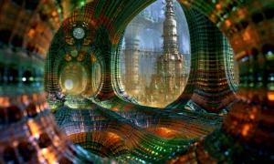 gothic window eye landscape art