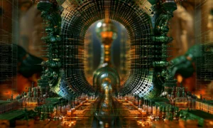 amber column hall landscape art