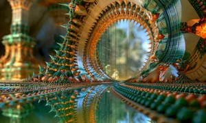 spiked ring gate landscape art