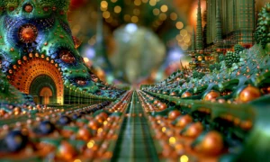 glass sphere orchard landscape art