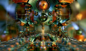 orb machine gate landscape art