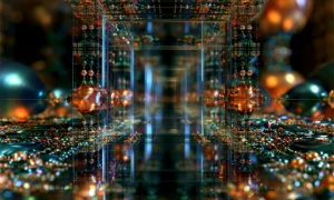 glass cube skyline landscape art