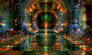 square portal hall landscape art