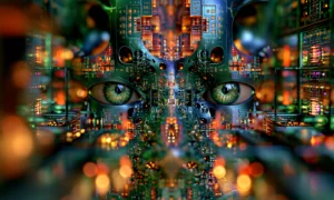 server face grid landscape art