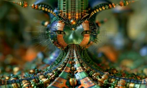 cat mask spire landscape art
