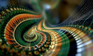 green ribbon whirl landscape art