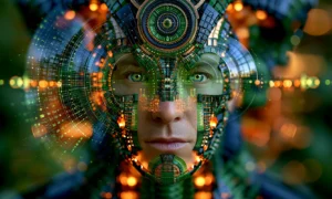 green visor stare landscape art