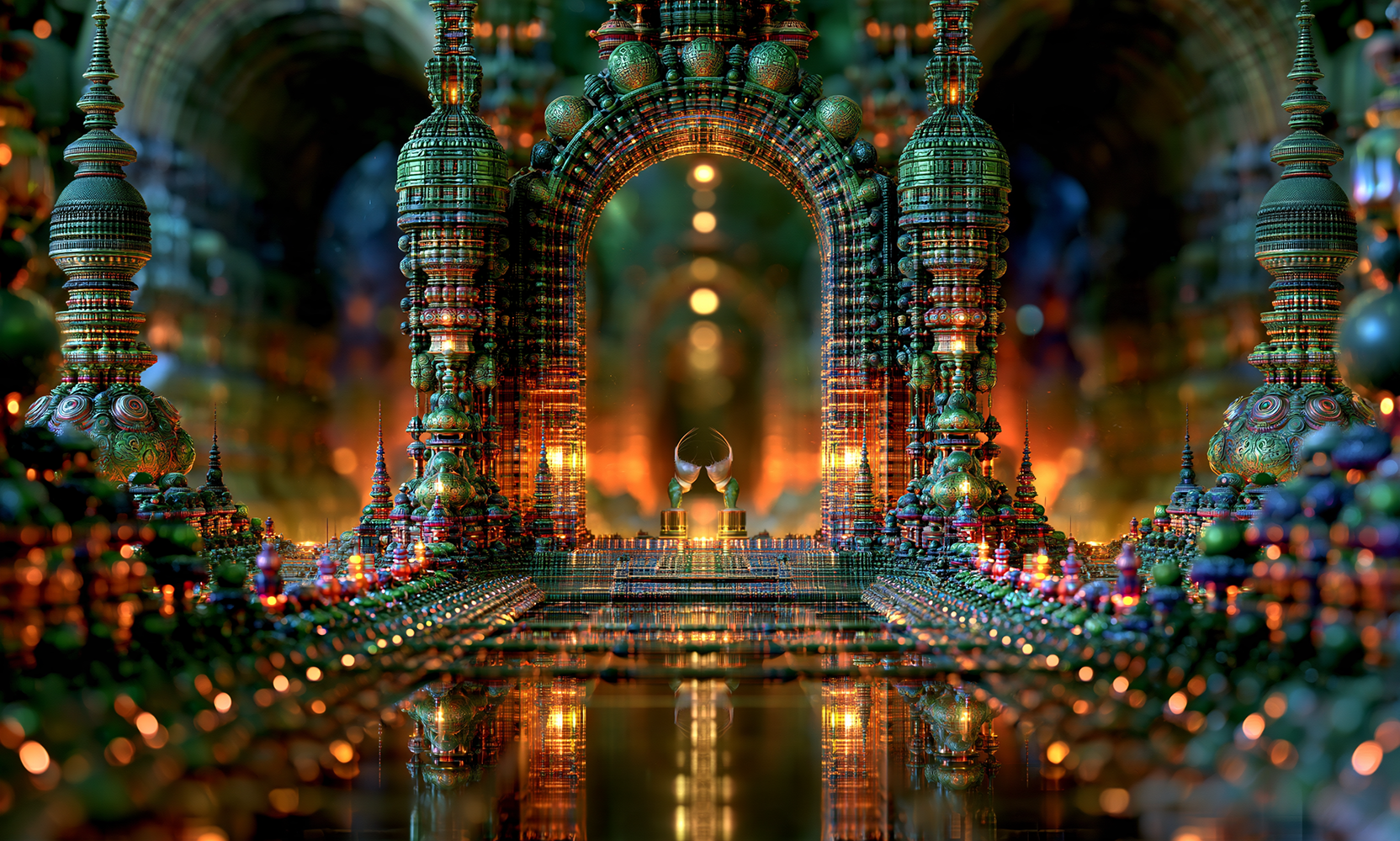 twin spire gateway landscape art