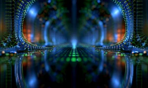 blue arch reflection landscape art