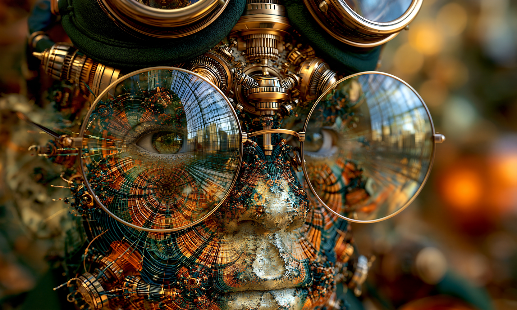 round glasses tinkerer landscape art