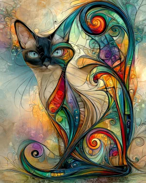 harlequin siamese cat art