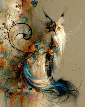 bearded calico sage cat art