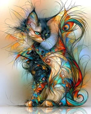 peacock cape kitten cat art
