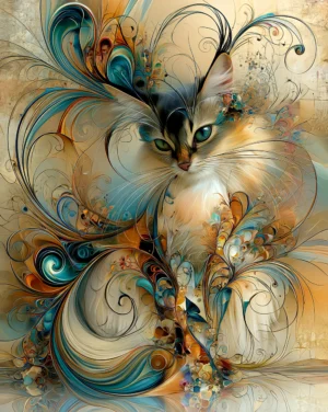 heart swirl tabby cat art