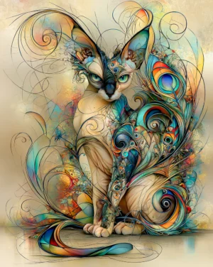 sphynx garden dancer cat art