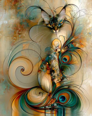 wire spiral watcher cat art