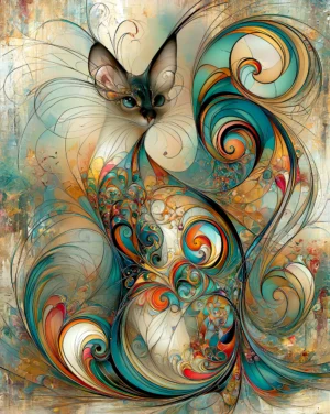 orange spiral duchess cat art