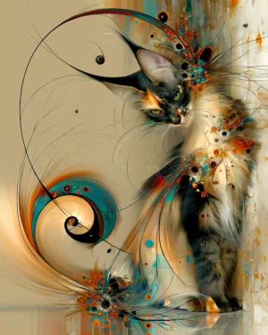 wide circle shadow cat portrait art