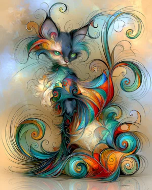 curl tuft gentleman cat art