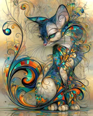 folded ear cat portrait art
