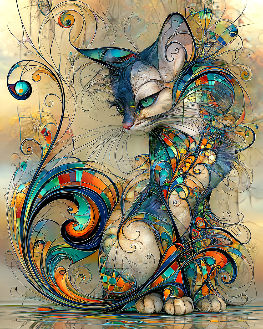 folded ear cat portrait art