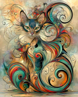 emerald swirl matron cat art