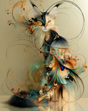 wisp cat in the mist portrait art
