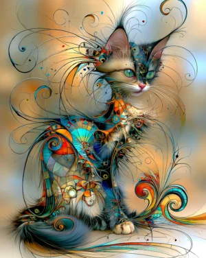 garden kitten fan cat art