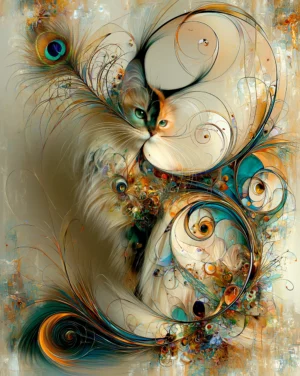 moon curl cat portrait art