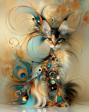 coin swirl calico cat art