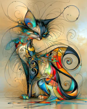 mosaic frame cat portrait art