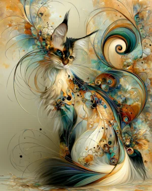 dandelion curl tabby cat art