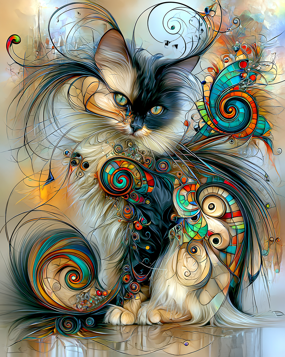 orange snail cat portrait art
