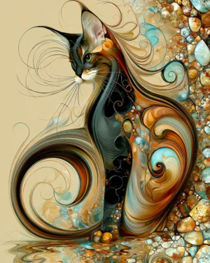 shell curve silhouette cat art
