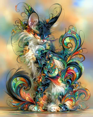 confetti stained cat portrait art