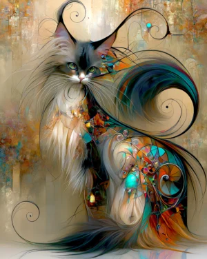 sweep mane maine coon cat art