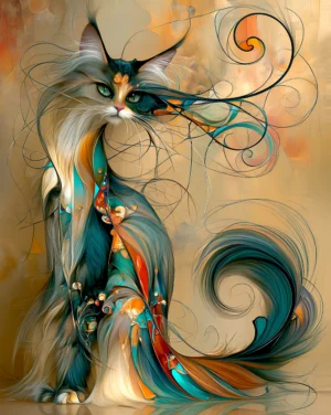 slim mantle cat portrait art