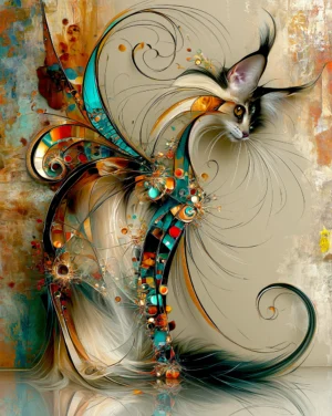 draped fin cat portrait art