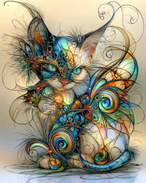 winged kitten mosaic cat art