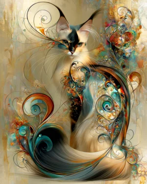gray plume wanderer cat art