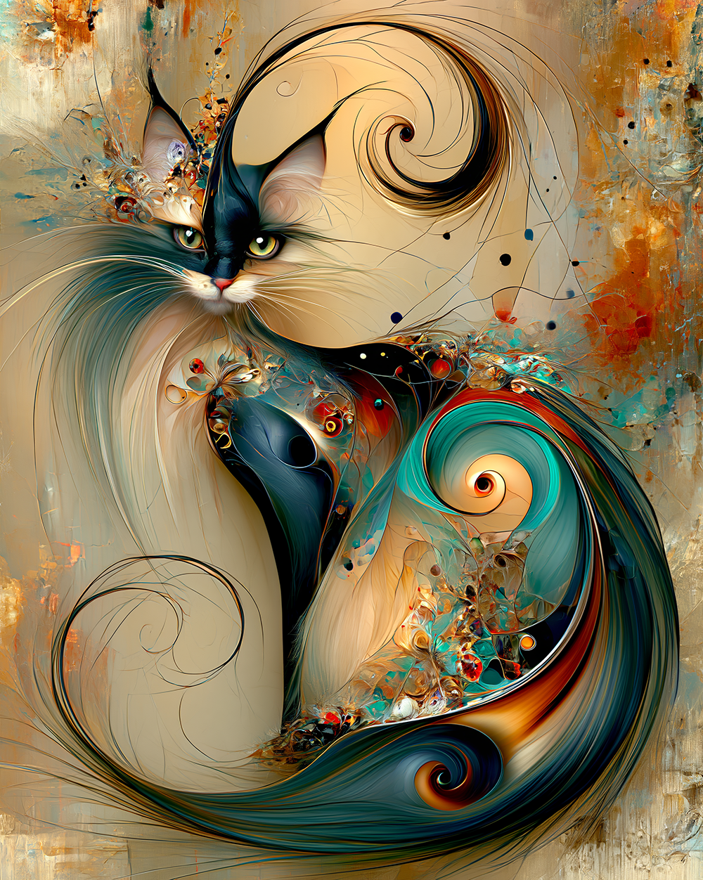 dark swoop siamese cat art